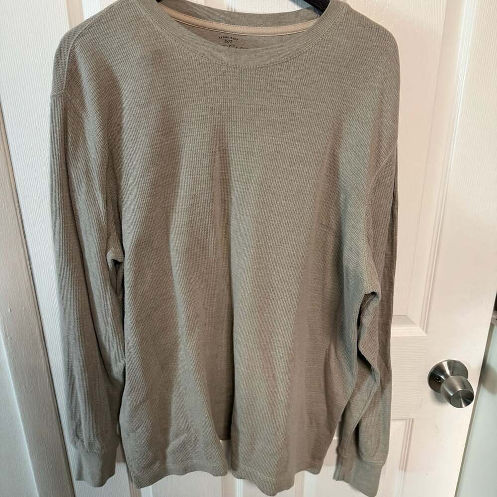Faded Glory Men’s XL Thermal Waffle Knit Long Sleeve Shirt Gray Cotton Blend